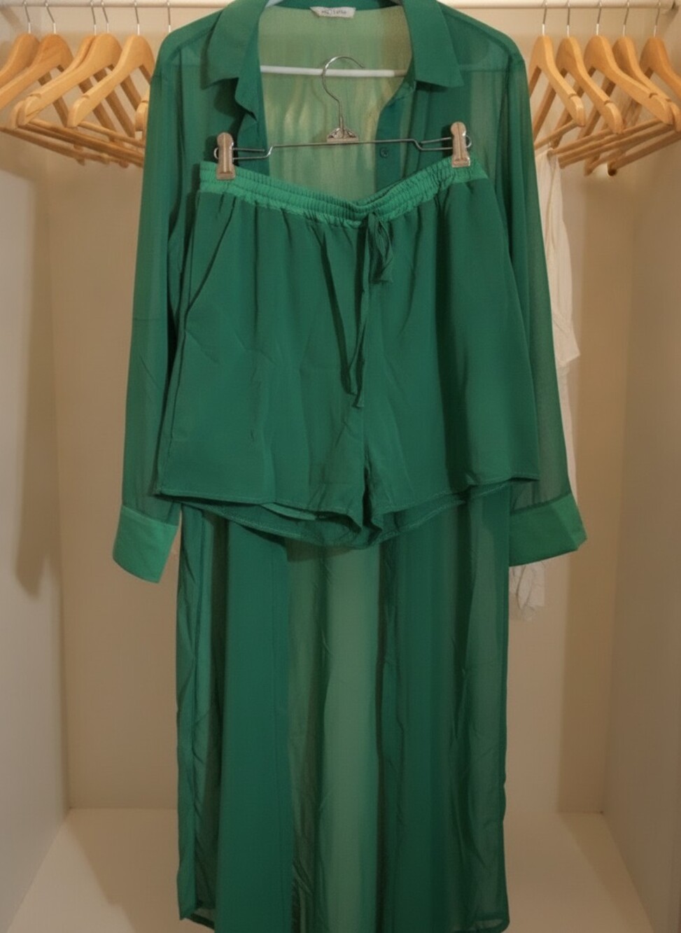 Green Sheer Duster And Shorts Set 2XL NWT